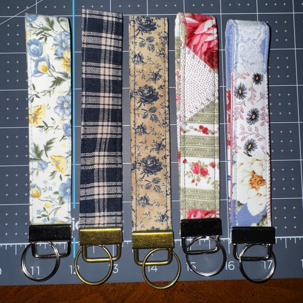 Floral and Plaid Key Fob Set